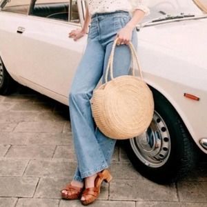 Sezane Martin Trousers Light wash Denim Wide Leg Jeans